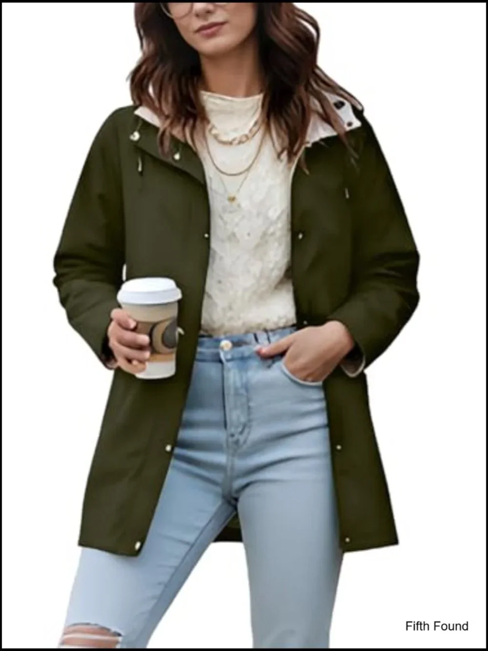 Reversible Spring Trench Coat Lightweight Jacket Long Hooded Fall Overcoat - Picture 4 of 7